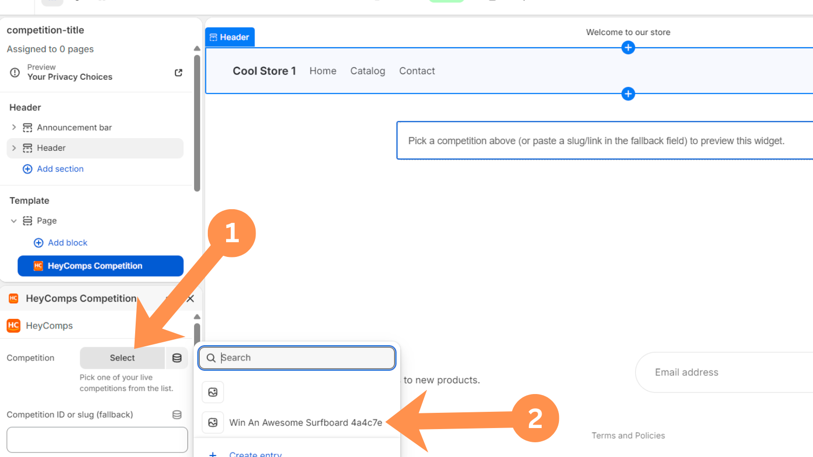 Select your competition from the dropdown