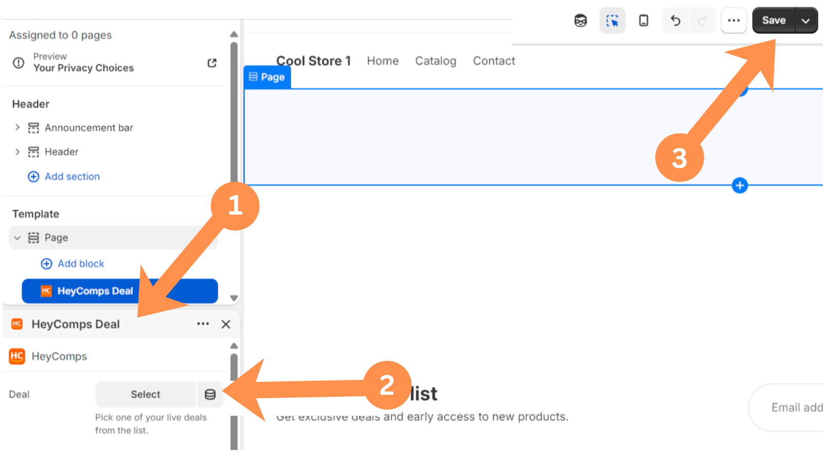 Select your deal from the dropdown and click Save